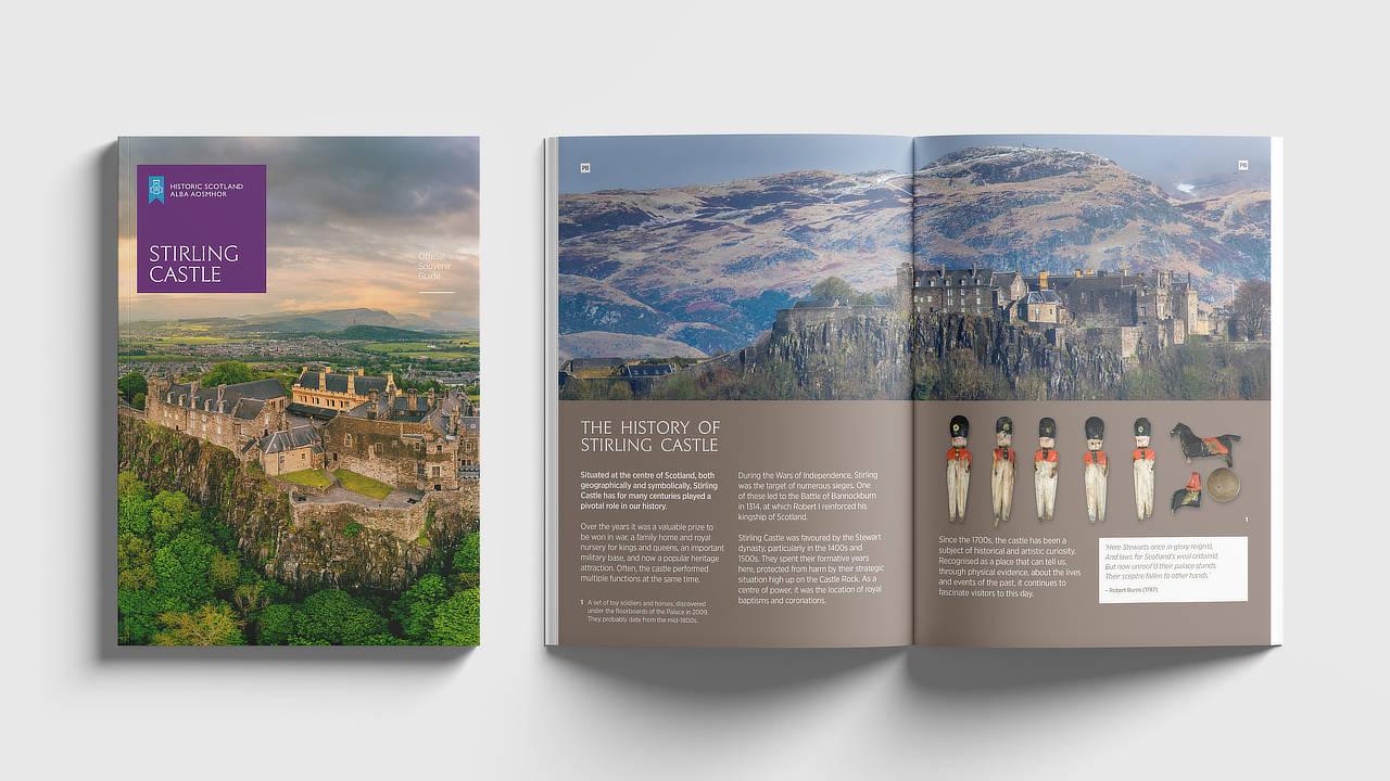 Stirling Castle guidebook - English cover and The History of Stirling Castle pages