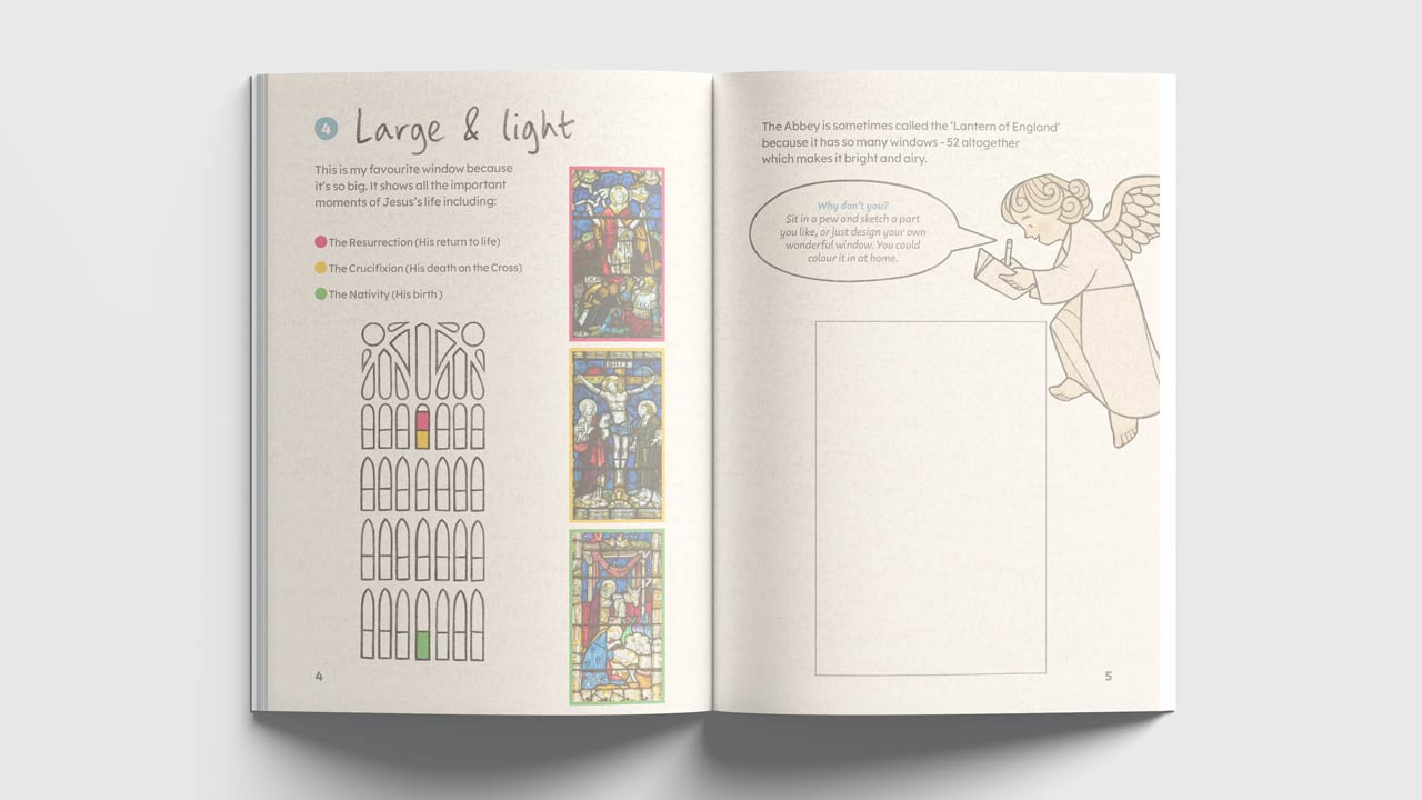 Bath Abbey Family Trail Book - 'Large and Light' pages