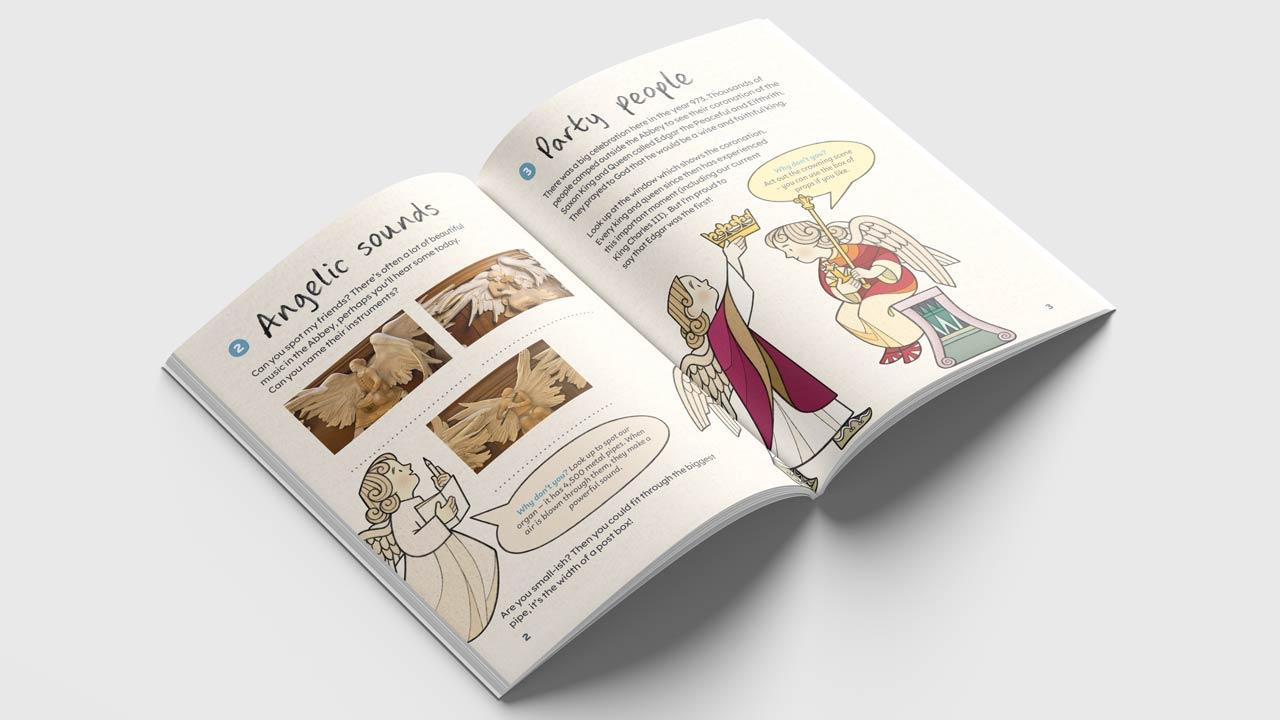 Bath Abbey Family Trail Book - 'Angelic Sounds' and 'Party People' pages