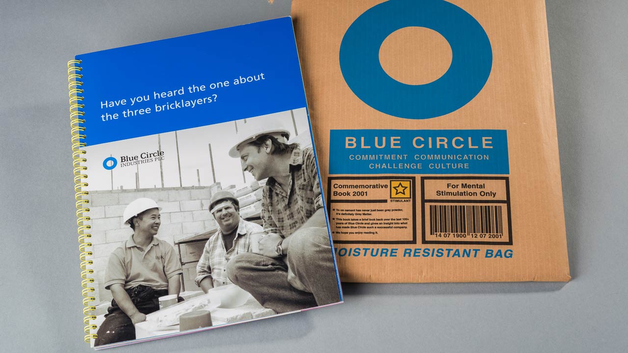 Blue Circle book on bag of cement