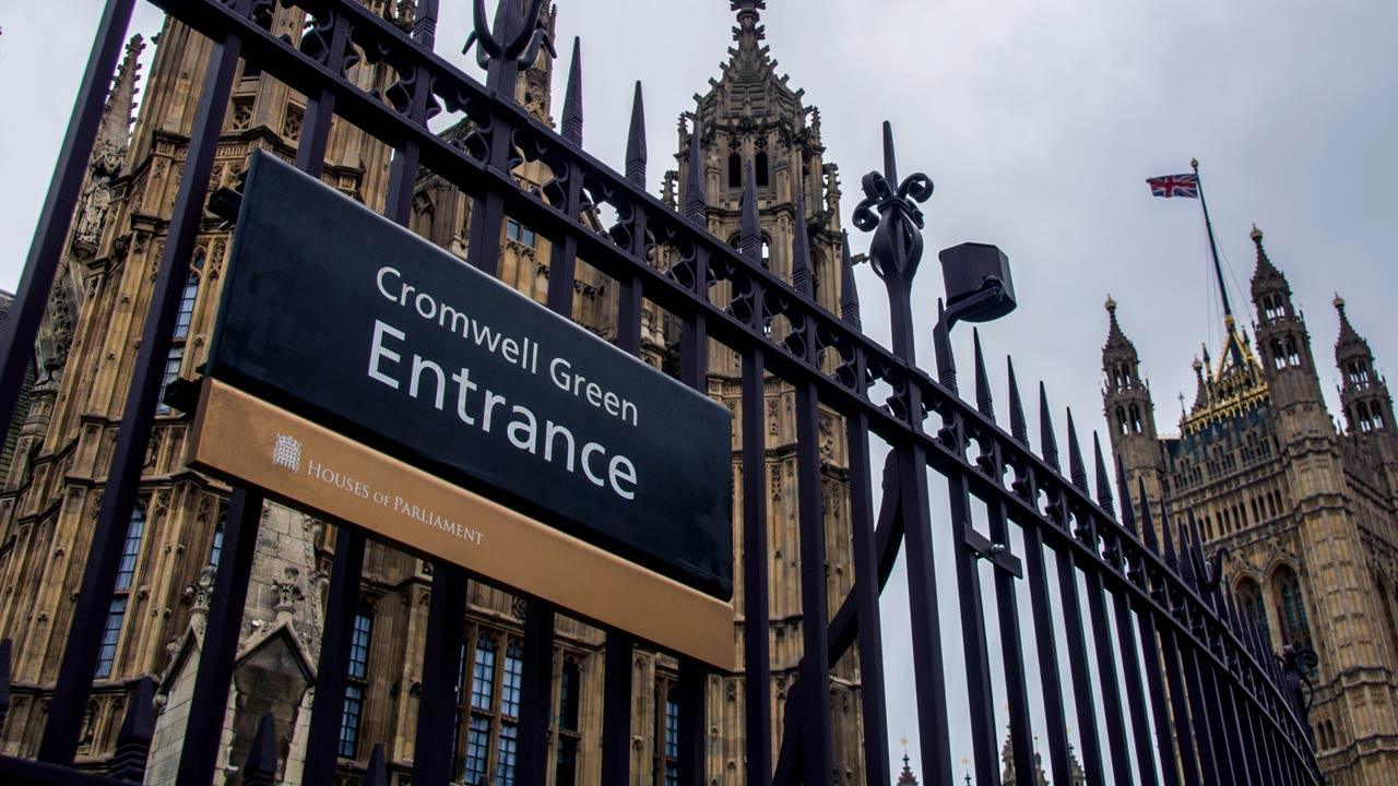 Houses of Parliament signage for Cromwell Green entrance