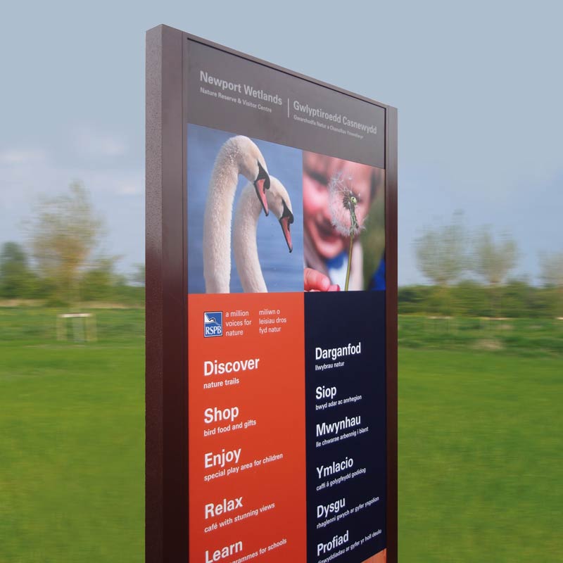 Newport Wetlands dual English and Welsh signage
