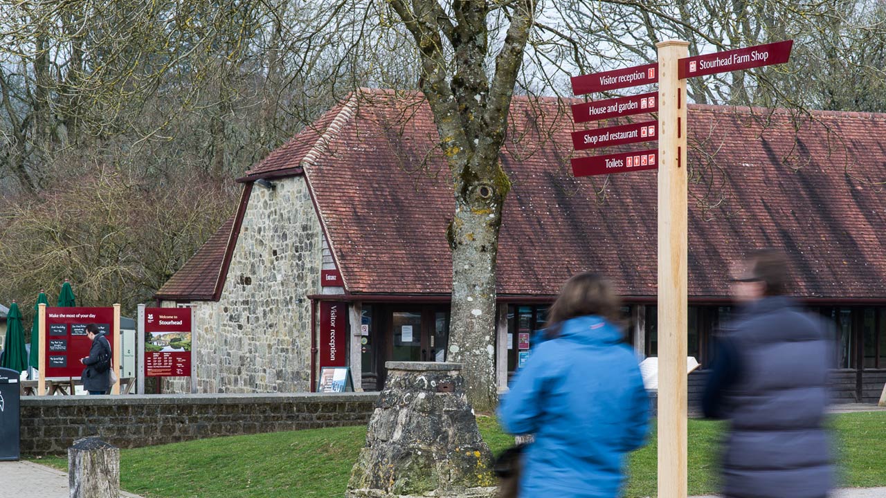 National Trust Stourhead directions signpost and visitor signage