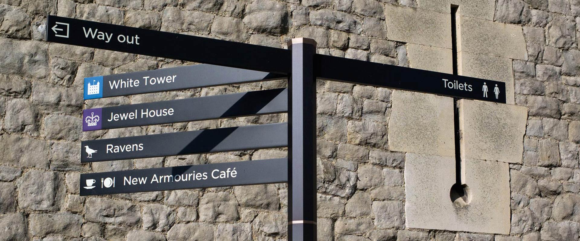 Tower of London visitor directions signpost