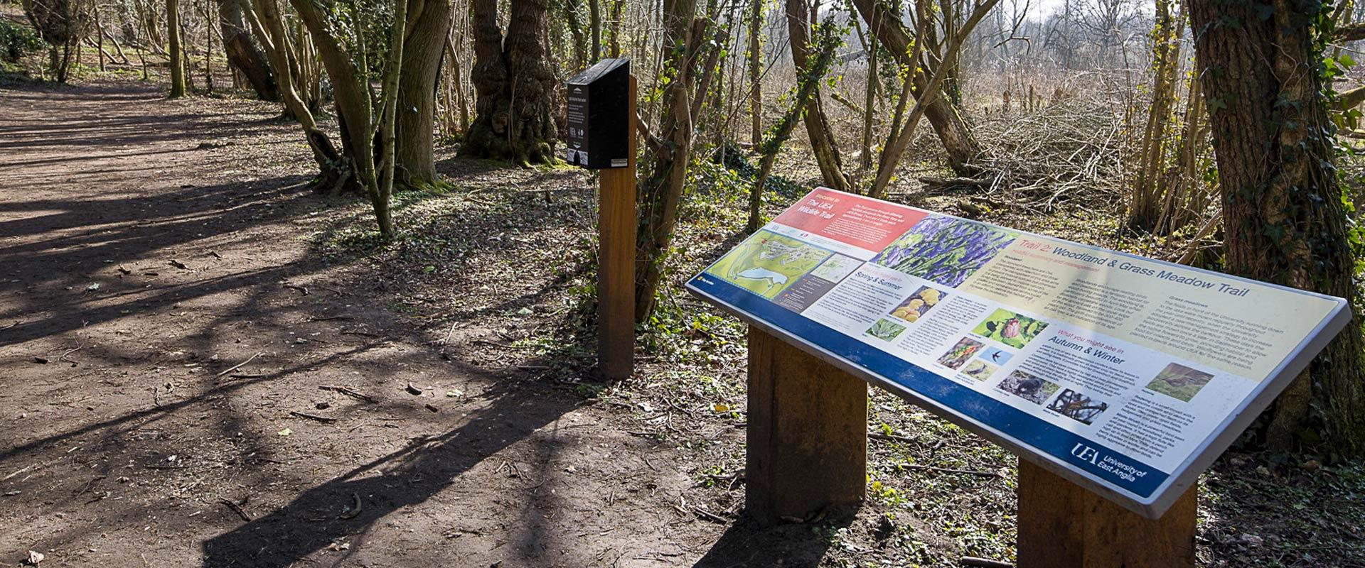 UEA woodland trail information signage