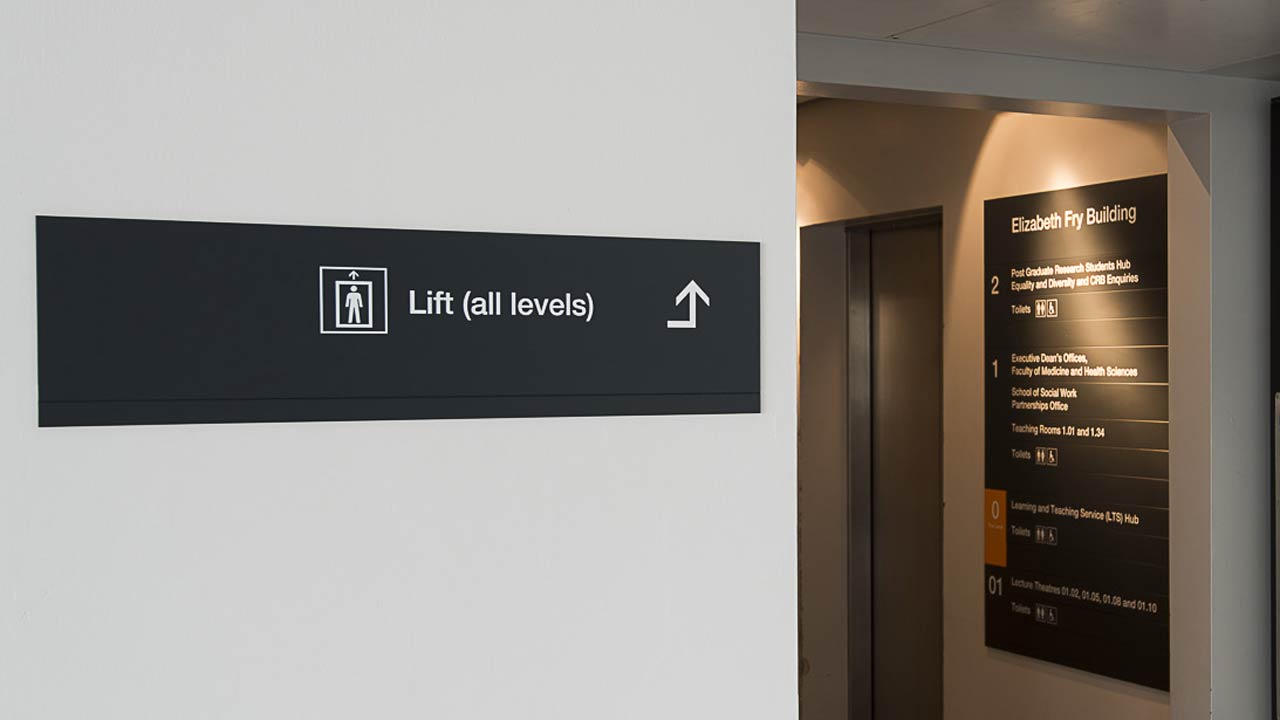 UEA internal signage - lifts