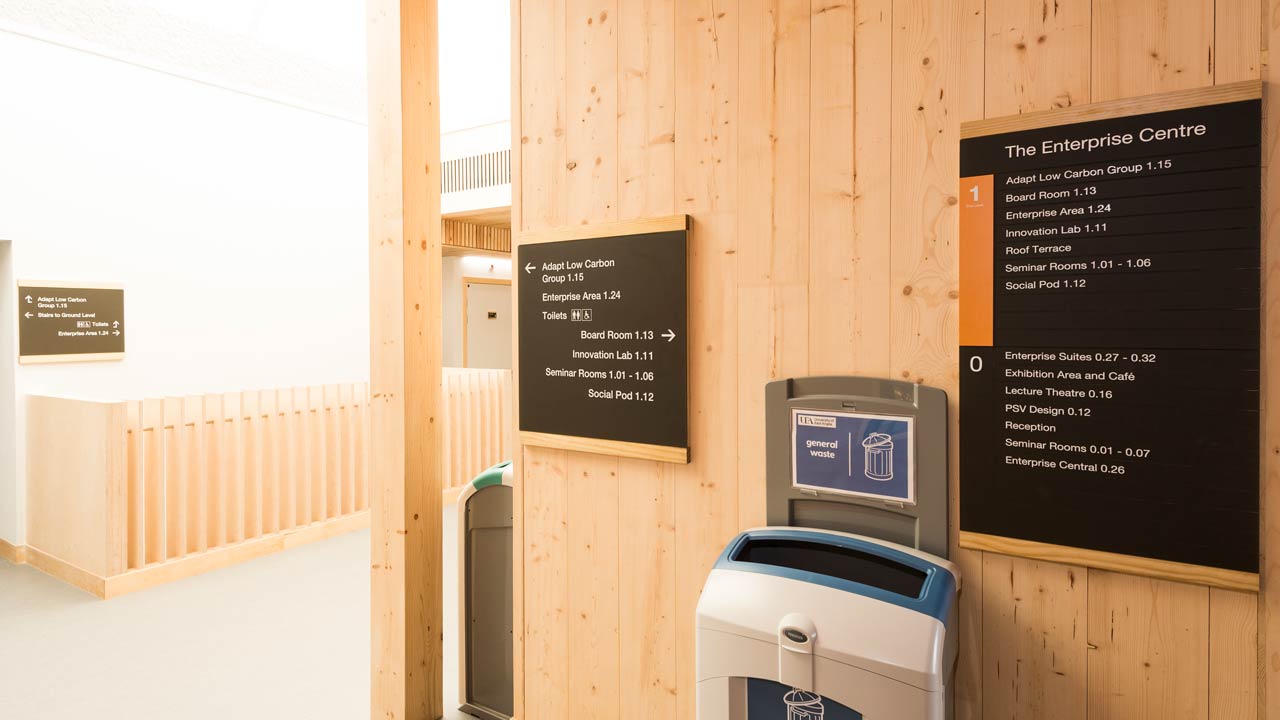 The Enterprise Centre hallway signage