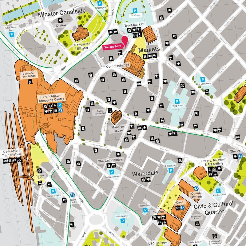 Doncaster city map sign