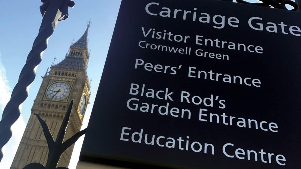 Houses of Parliament signage for Carriage Gate