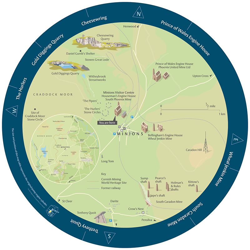 Minions Cornwall circular map design