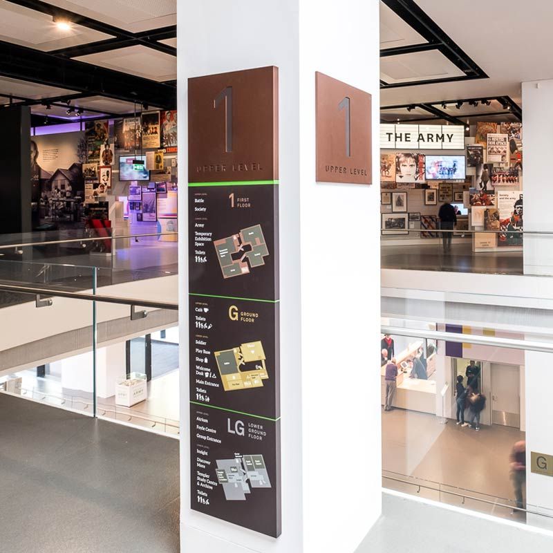 National Army Museum wayfinding signage on pillar