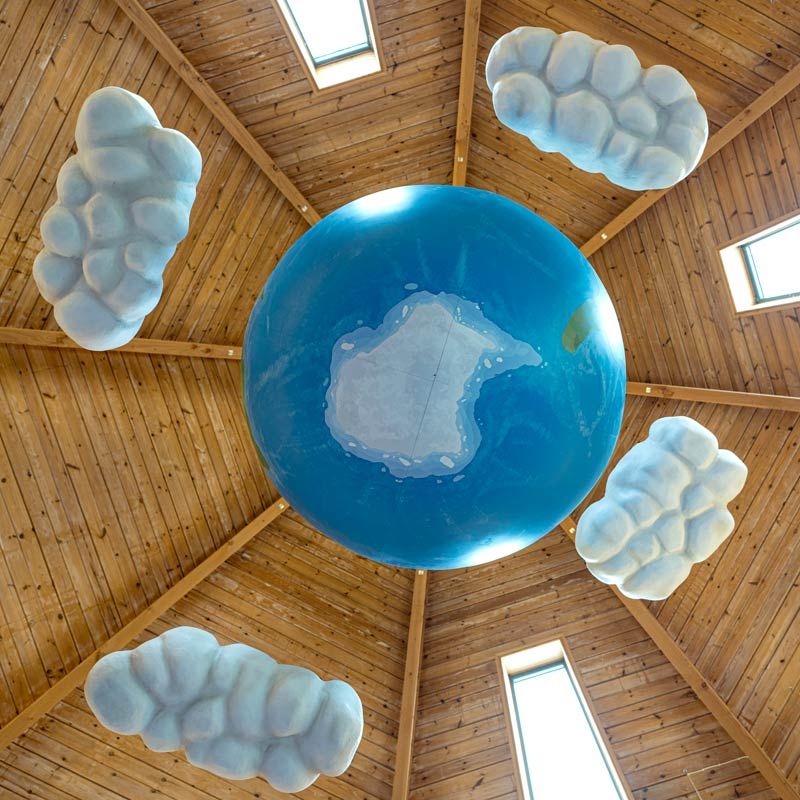 South West Lakes Trust exhibition globe and clouds display