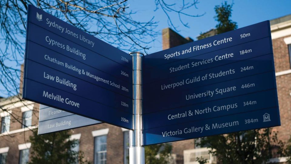 University of Liverpool signpost
