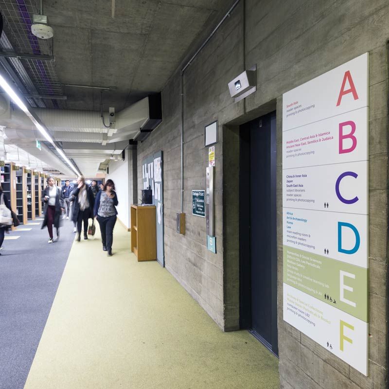 SOAS University hallway signage