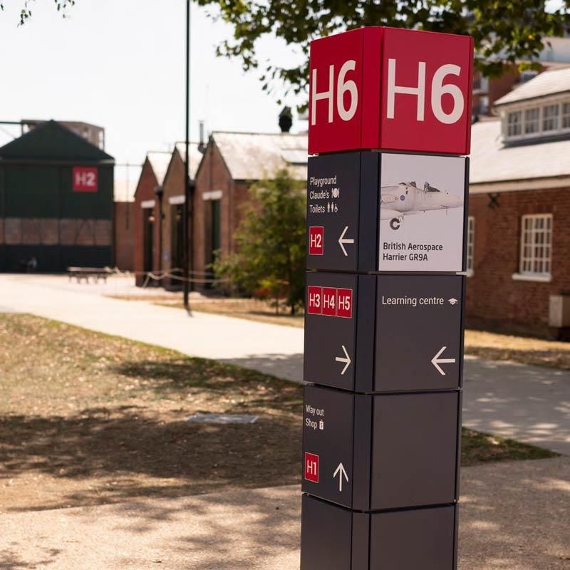 RAF Museum outdoor signage post
