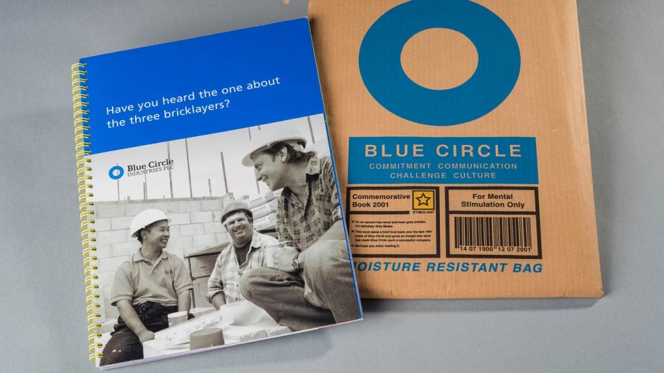 Blue Circle book on bag of cement
