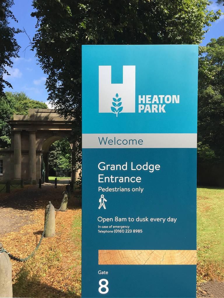Heaton Park Grand Lodge entrance signage