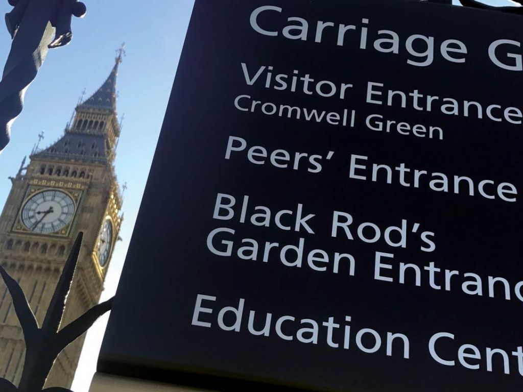 Houses of Parliament signage for Carriage Gates
