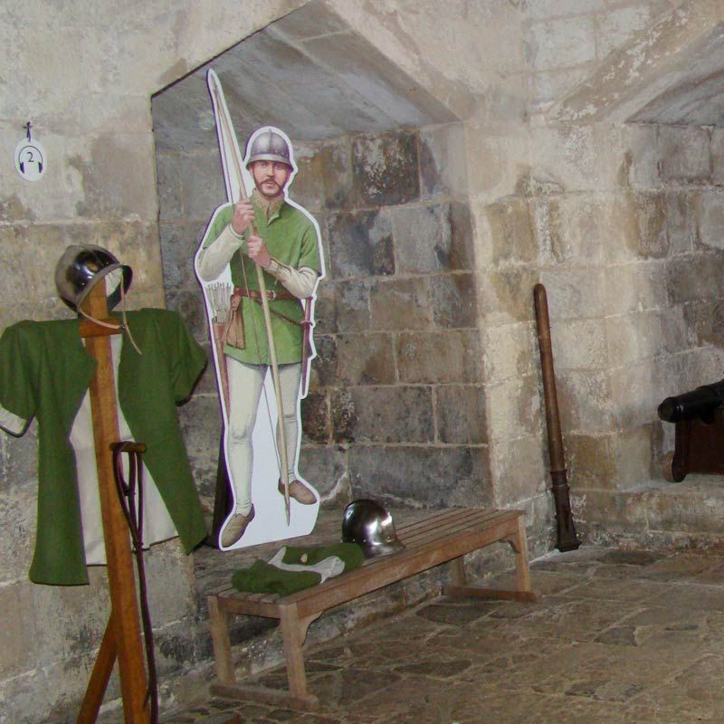 Portland Castle 'Men of the Garrison' exhibition showing clothing and helmet