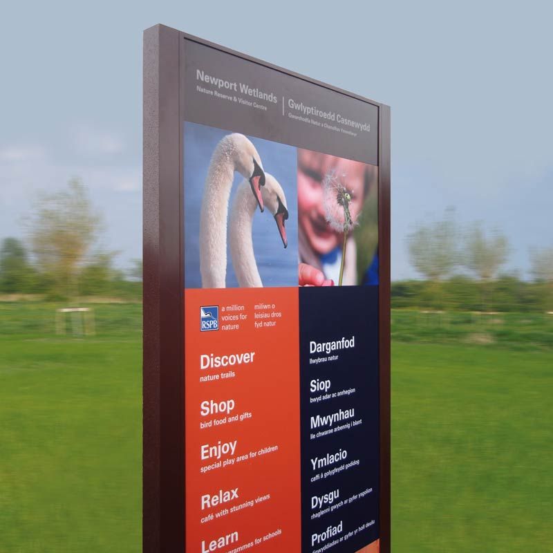 Newport Wetlands dual English and Welsh signage