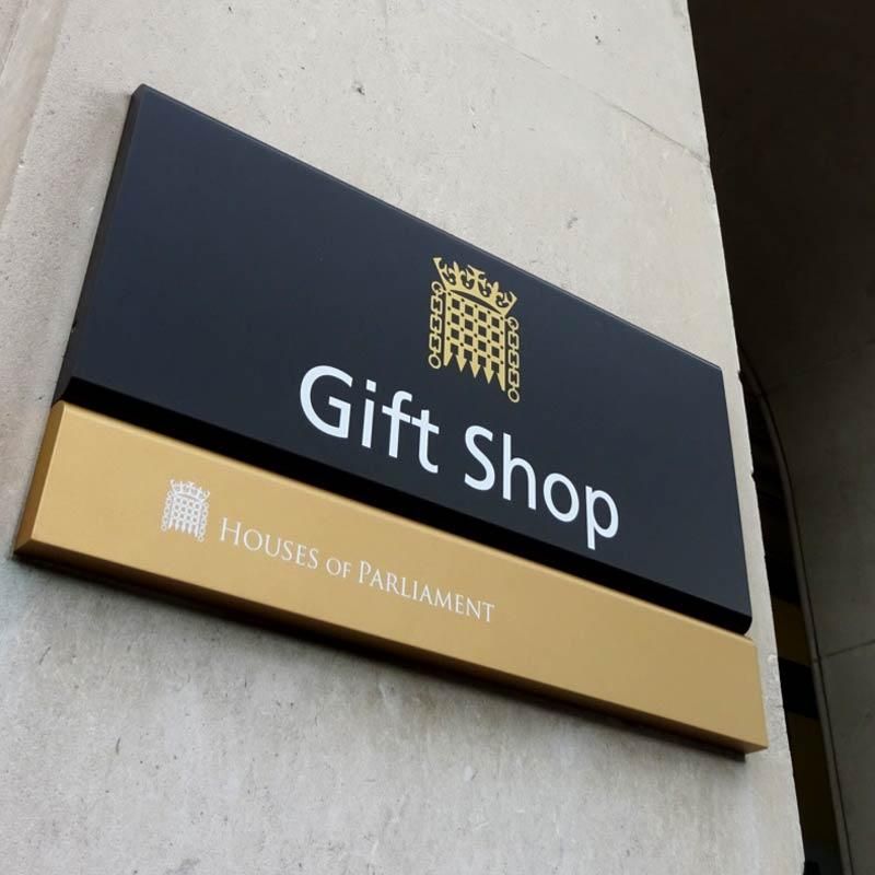 Houses of Parliament signage for Gift Shop